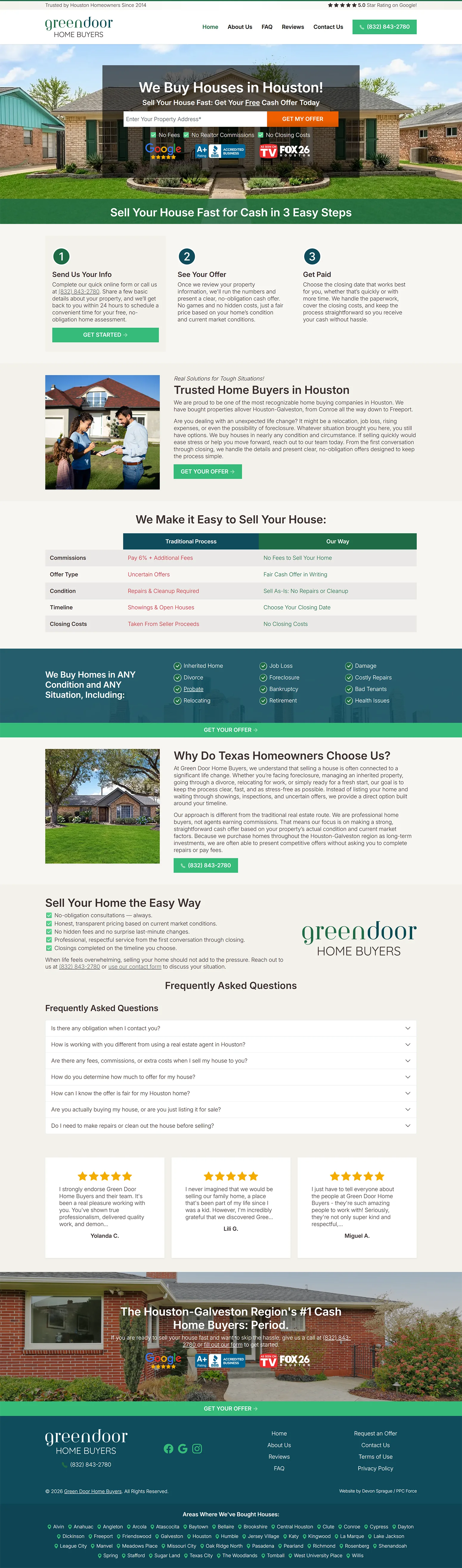 Green Door Home Buyers full website screencap