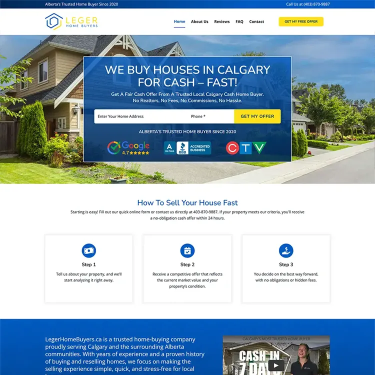 Leger Home Buyers Website Preview Scroll Thumbnail