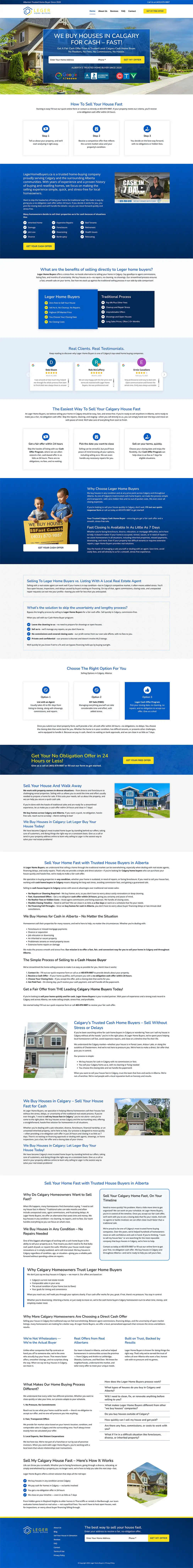 Leger Home Buyers full website screencap