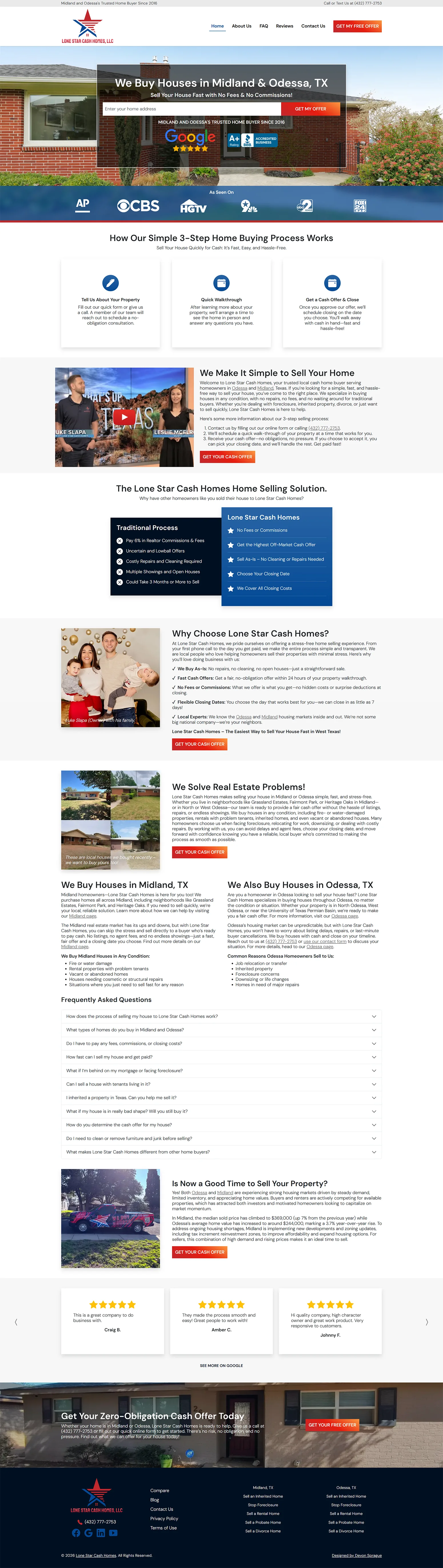 Lone Star Cash Homes full website screencap