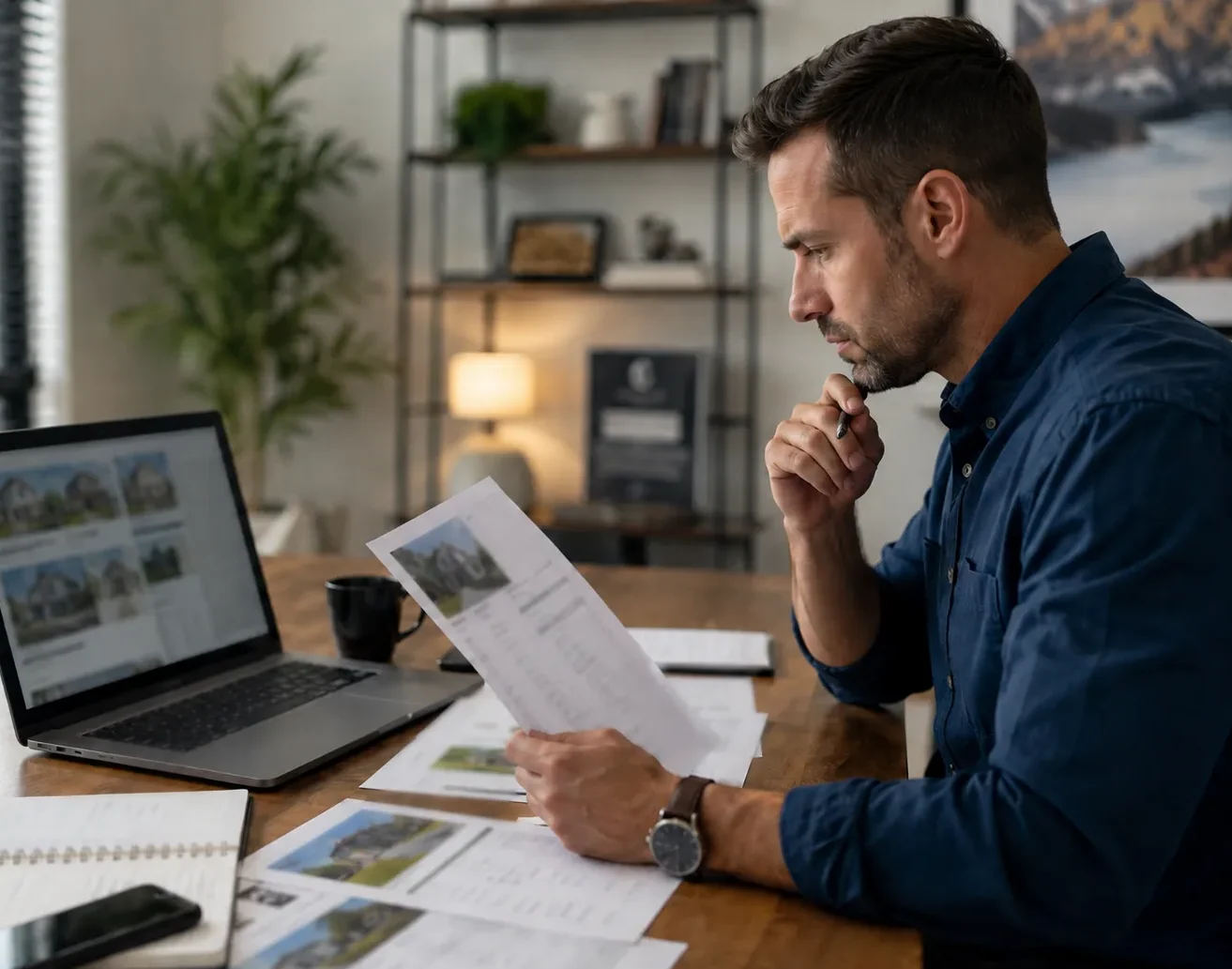 Real estate investor reviewing motivated seller leads before booking appointments