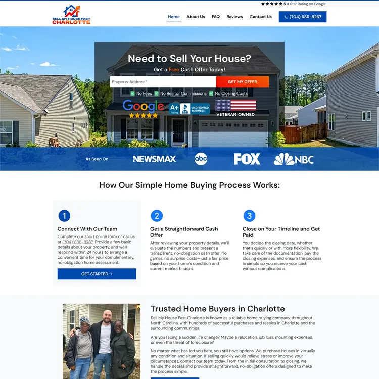 Sell My House Fast Charlotte Website Preview Scroll Thumbnail