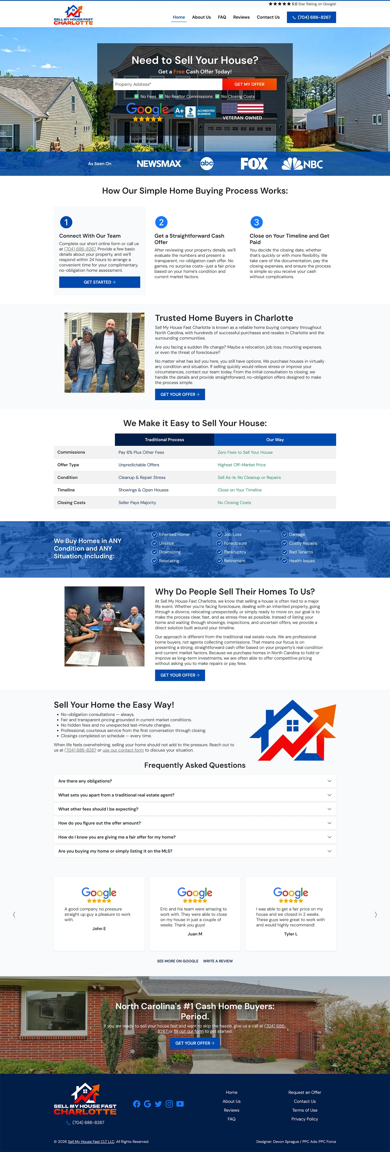 Sell My House Fast Charlotte full website screencap