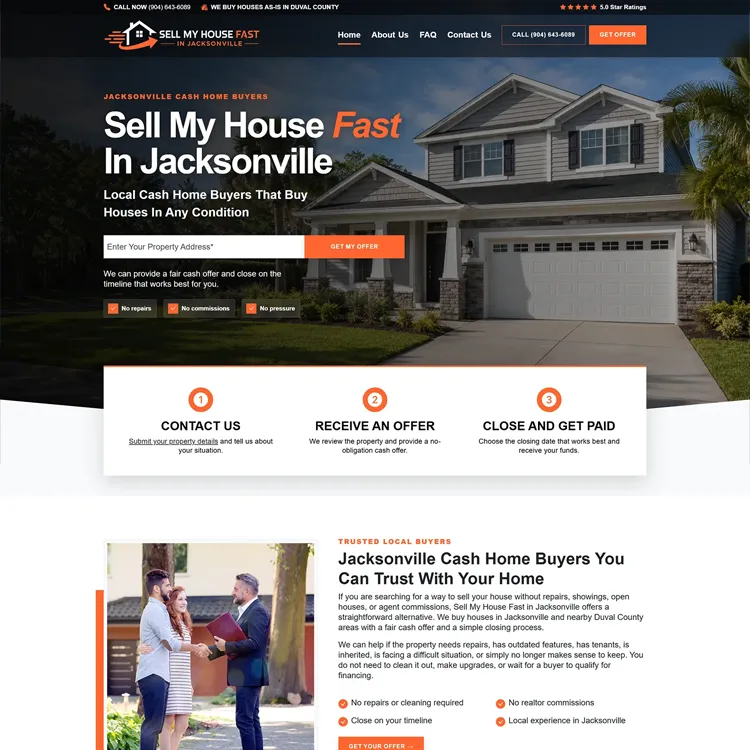 Sell My House Fast In Jacksonville Website Preview Scroll Thumbnail