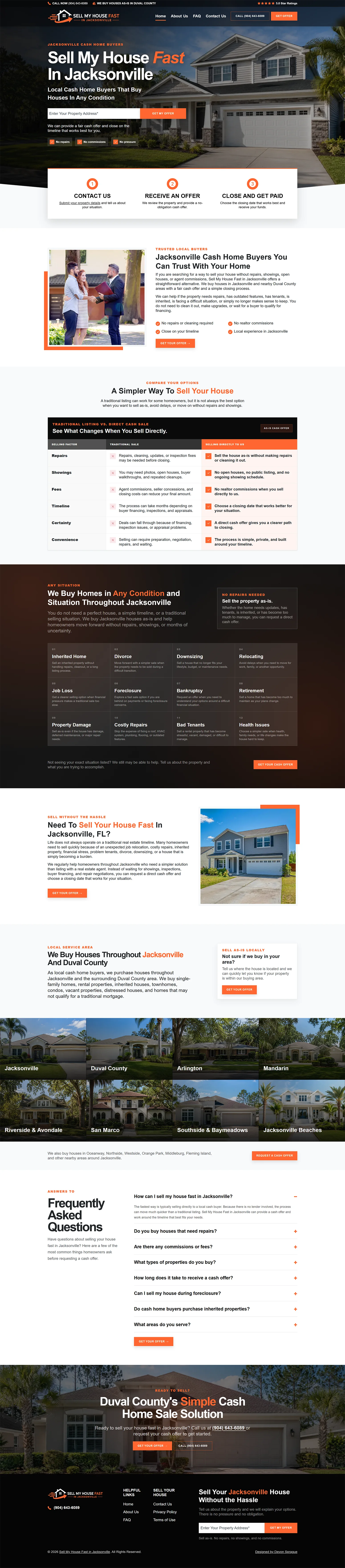Sell My House Fast in Jacksonville full website screencap